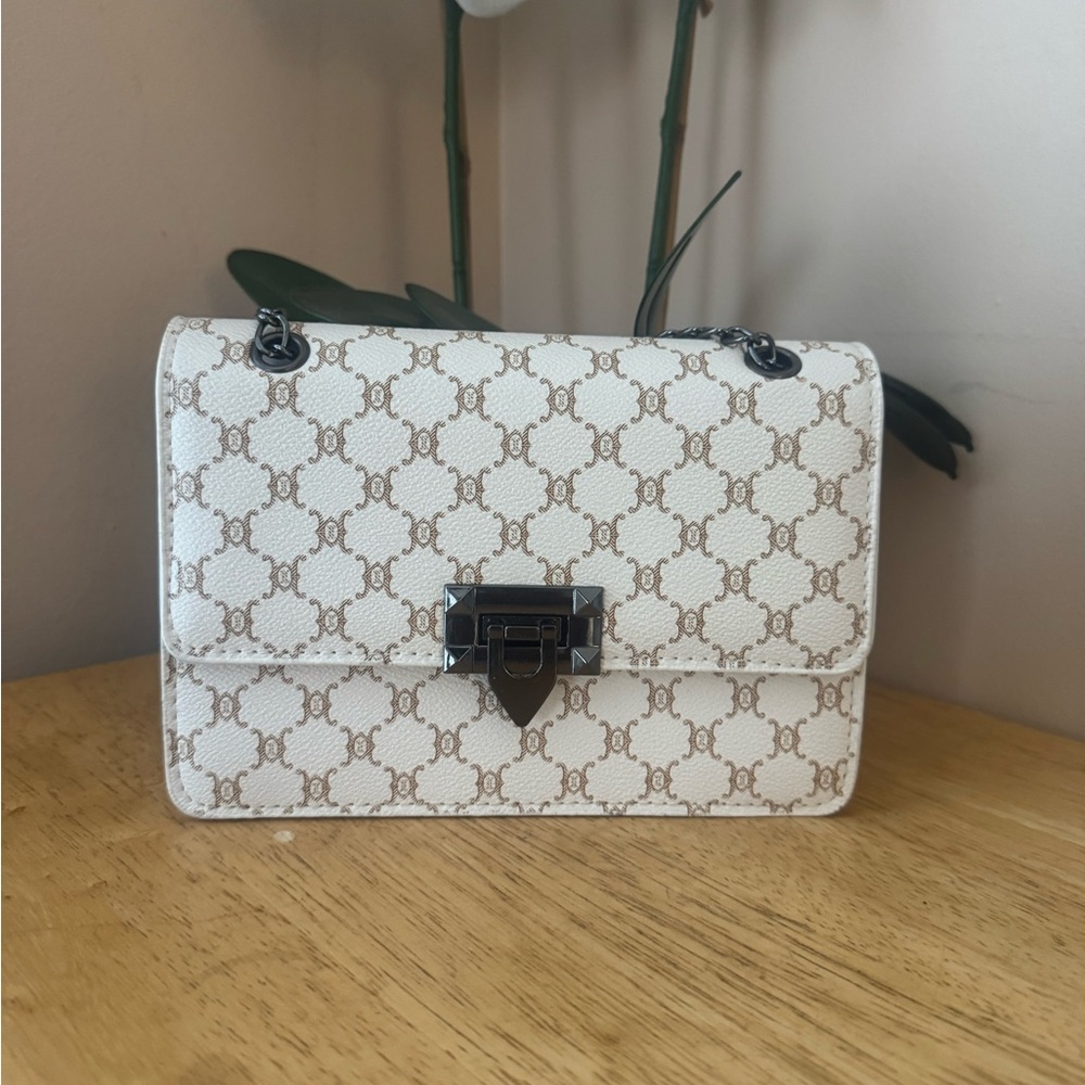 Elegant White and Brown Patterned Women's Bag - Picture 5 of 5
